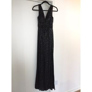 Black sequined full length dress